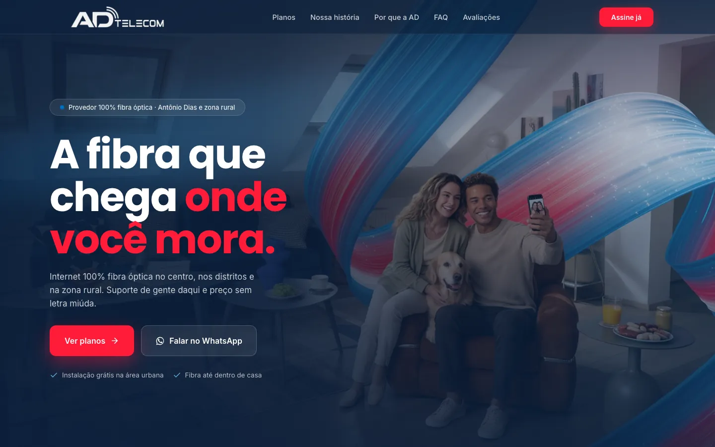 Home do site da AD Telecom