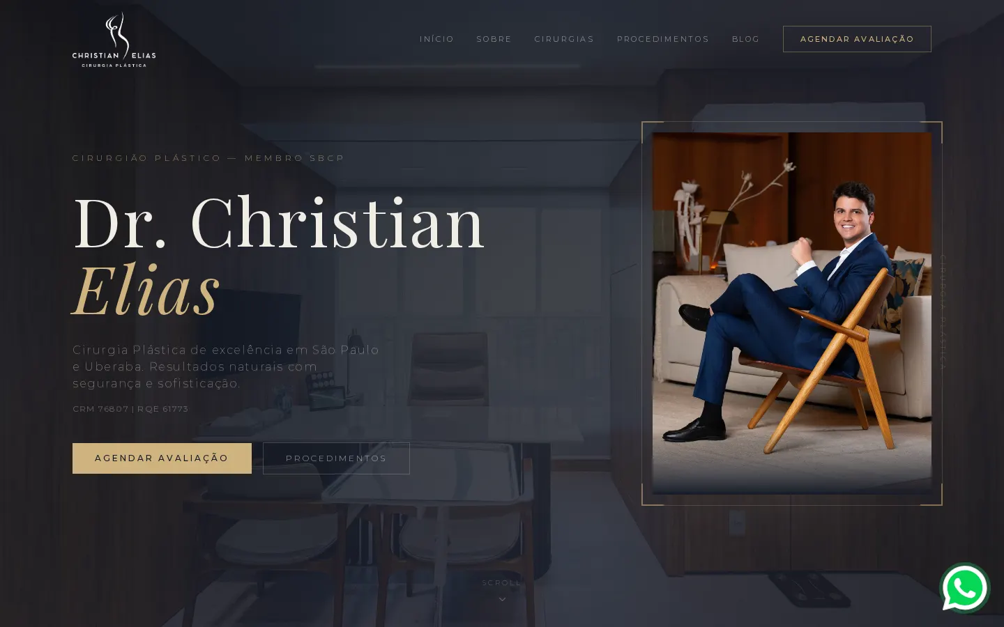 Home do site do Dr. Christian Elias, cirurgião plástico em Uberaba e São Paulo