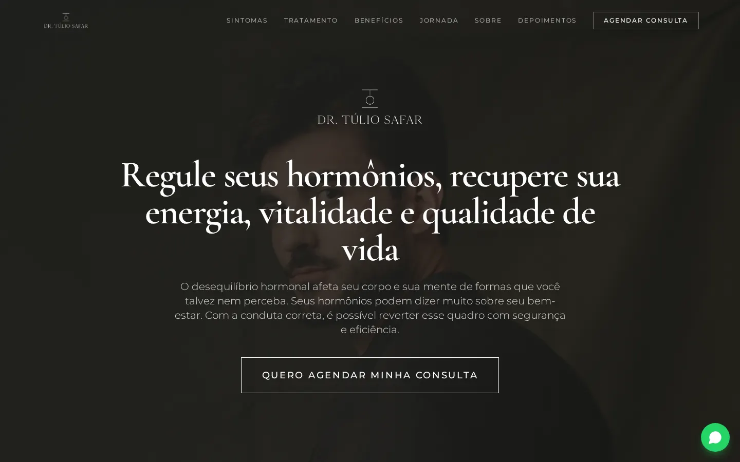 Home da landing page de reposição hormonal do Dr. Túlio Safar, em São José do Rio Preto